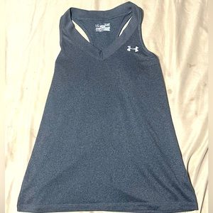 NWOT Women’s Under Armour Gray V-Neck Semi-Fitted Racerback Tank Top Size Small